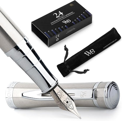 Wordsworth & Black Fountain Pen Set, Medium Nib, Includes 24 Pack Ink Cartridges by WordsworthBlack