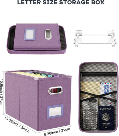 Oterri File Organizer with Lid, Hanging Filing Box with Mesh Pocket, Document - Image 2