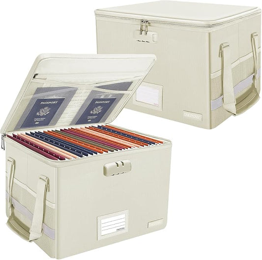 ENGPOW File Box with Lock, Fireproof Document Box with Zipper Lid, Collapsible by ENGPOW
