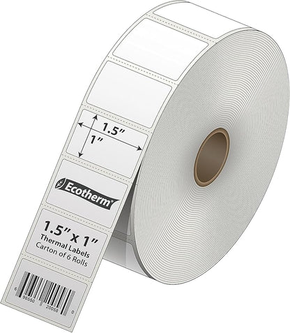 1.5" x 1" Thermal Labels | 6 Rolls | 11400 Labels | fits Zebra, Offnova Thermal - Image 2