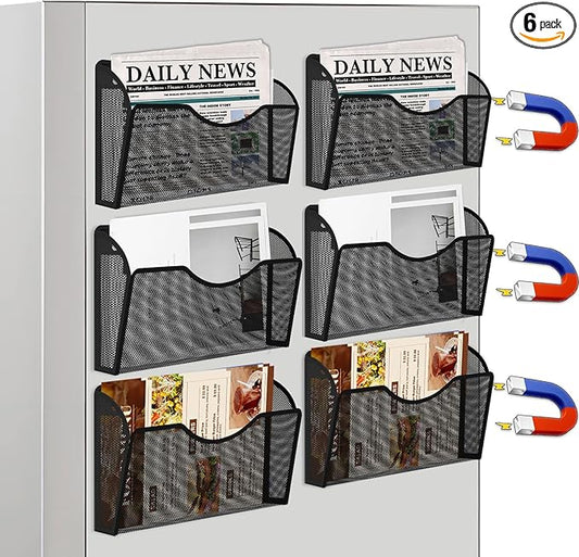 KZWKRG 6 Pack Magnetic File Holder, Magnetic Pocket Wall File Holder, Mesh Wall by Unknown