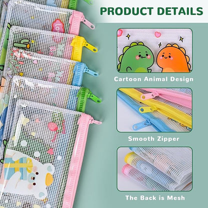 Ulema 36 Pcs Back to School Gifts Cartoon Mesh Pencil Pouch Bags Plastic Zipper - Image 3