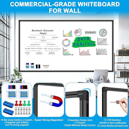 H-Qprobd 96"x48" White Board for Wall Commercial-Grade Large Magnetic Dry Erase - Image 2