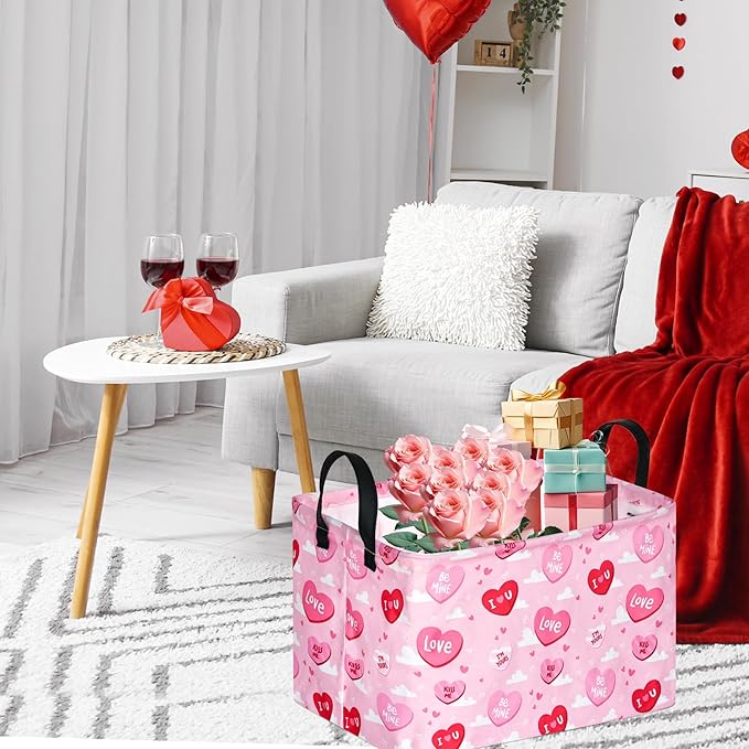 FUULOXE Rectangular Valentines Basket Storage Bin - Image 2