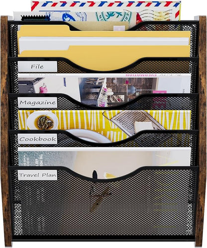 PAG-Mass Wall File Organizer, 5 Tier Mesh Mail Organizer Wall Mounted, Hanging - Image 8