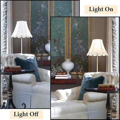 GO&SO Off White Bell Lamp Shade Medium, Scalloped Lampshade Braids - Image 7
