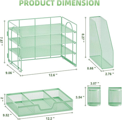 Marbrasse Desk Organizer and Accessories，4-Tier Paper Letter Tray Organizer - Image 3