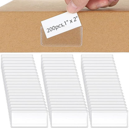 Jeyiour 200 Pcs Label Holders Adhesive Nameplate Pockets Storage Bin Labels by Jeyiour