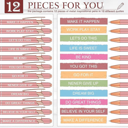 Zonon 12 Pcs Inspirational Pens Bulk Funny Ballpoint Pen - Image 3