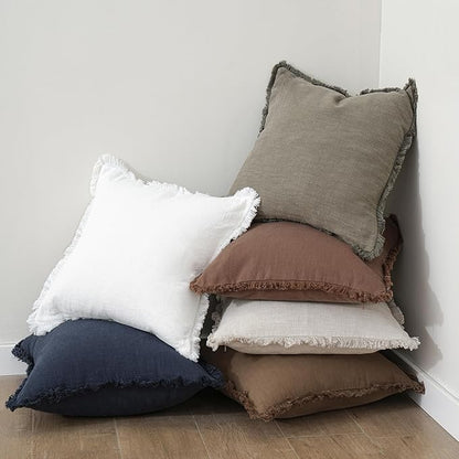 Foindtower Set of 2 Decorative Linen Fringe Lumbar Throw Pillow Covers Boho - Image 5