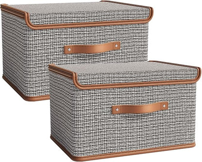 Tuza 2 Pack Storage Bins with Lids, Collapsible Closet Organizer Container by TidySpaceSoftlyStyled