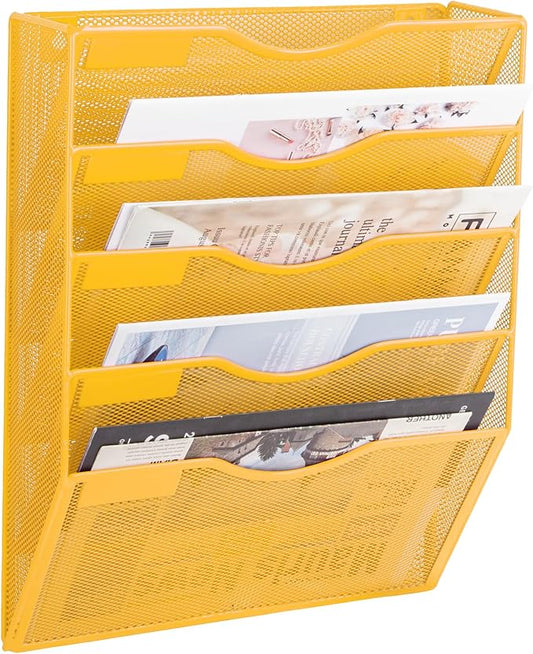 EASEPRES 5 Pocket Mesh Hanging Wall File Organizer, Wall Mounted Mail Paper by EASEPRES