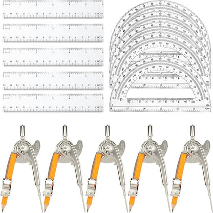 20 Pieces Geometry Math Set Compass by MOTOTO