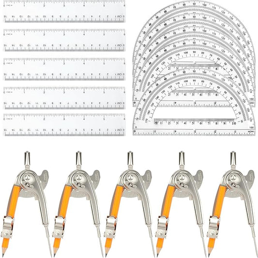 20 Pieces Geometry Math Set Compass by MOTOTO
