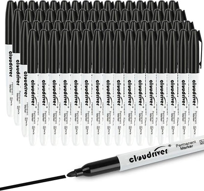 cloudriver Permanent Markers, 148 Pack Black Permanent Markers Set, Fine Point by cloudriver