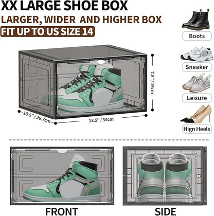 TOFWOF 12 Pack XX Large Shoe Organizer, Heavy-Duty Hard Thicken Plastic Clear - Image 5
