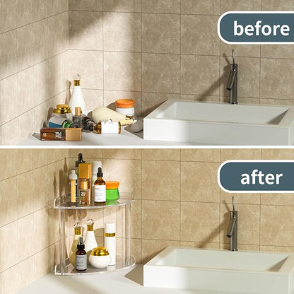 Sezanrpt 2 Tier Countertop Corner Organizer Shelf 7x7x8 Inch, Acrylic Bathroom - Image 5