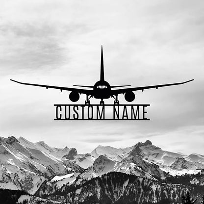Personalized Metal Airplane Wall Art, Airplane Name Sign, Customized Pilot Name - Image 2