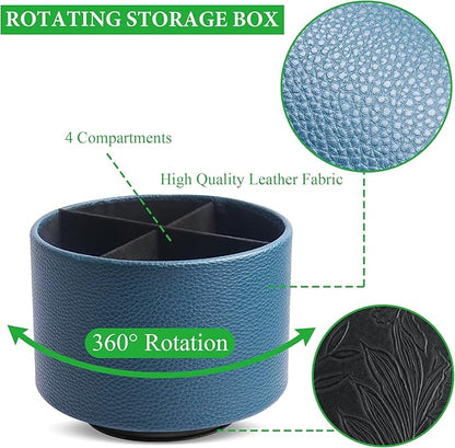 Hennaja Round Leather Art Supply Organizer, Remote Control Holder, 360 Degree - Image 3