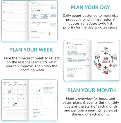 Wyze Planner Undated Daily Planner – 1-Year B5 Productivity Organizer - Image 4