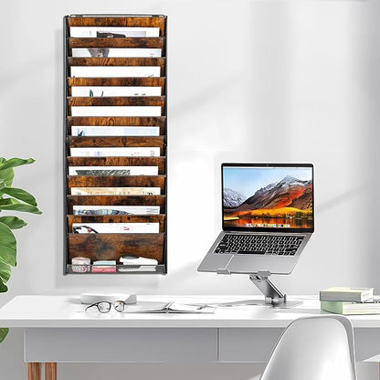 Solinxe 12-Tier Wall File Organizer, Wood Mail Organizer Wall Mounted Paper - Image 8