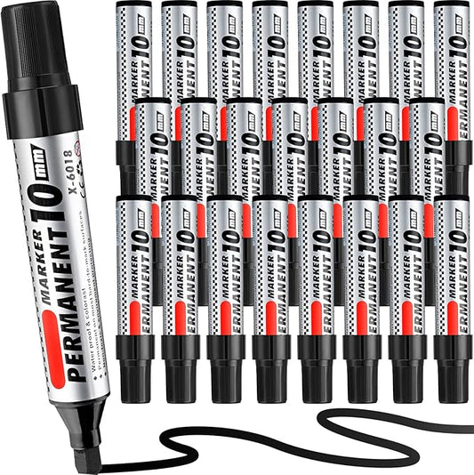 Thenshop 24 Pack Jumbo Permanent Markers Bulk: Large Chisel Tip Permanent by Thenshop