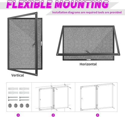 Outdoor Enclosed Bulletin Board, Wall-Mounted Black Aluminum Framed Display Case - Image 4