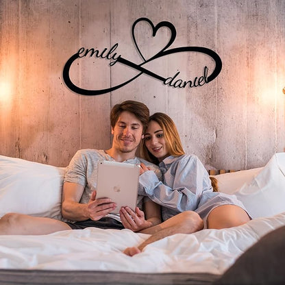 Personalized Valentines Day Metal Wall Sign, Custom Infinity Heart Love Couple - Image 2