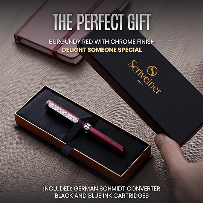 Scriveiner Luxury EDC Fountain Pen, Stunning Matt Red Pocket EDC - Image 3