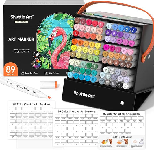 Shuttle Art 89 Colors Alcohol Markers, 88 Colors Dual Tip Art Marker Set Plus 1 by ShuttleArt