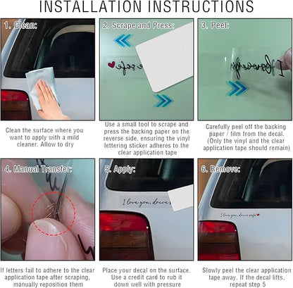 8PCS Car Stickers, I Love You Drive Safe Mirror Sticker, Cars Decals, Car - Image 5