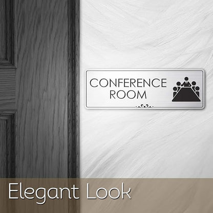 Conference Room Sign Office Meeting Sign, Brushed Silver, Fade Resistance - Image 6