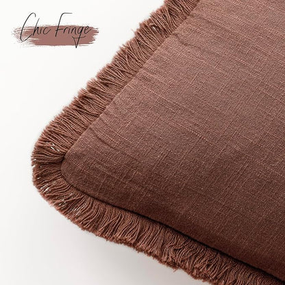 Foindtower Set of 2 Decorative Linen Fringe Throw Pillow Covers Cozy Boho - Image 3