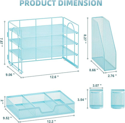 Marbrasse Desk Organizer and Accessories，4-Tier Paper Letter Tray Organizer - Image 3