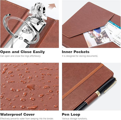 Ospelelf 3 Ring Binder with Clipboard, 1 Inch Leather, Letter Size, 5 Tab - Image 5