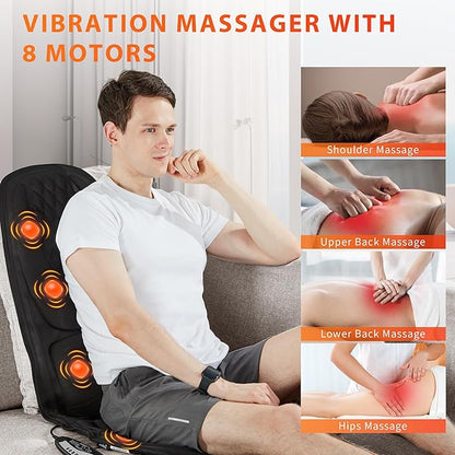 comrelax Back Massager with Heat, Seat Massager with 8 Powerful Vibration Motors - Image 3