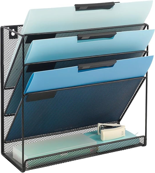 EASEPRES Desk File Organizer Mesh 4-Tier, Hanging Wall Mount Document by EASEPRES