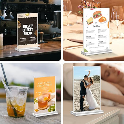 Acrylic Sign Holder 4x6, 15 Pack Clear Double Sided Menu Vertical Display Stand - Image 7
