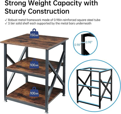 Fannova 23.6 x 23.6 Inches Large Printer Stand, 3 Tier Square Printer Table - Image 4