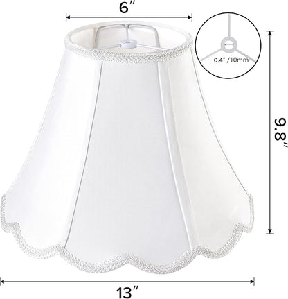 GO&SO Off White Bell Lamp Shade Medium, Scalloped Lampshade Braids - Image 2