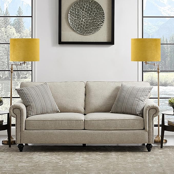 GO&SO Set of 1 Large Drum Yellow Velvet Lamp Shade -16" Top x 16" Bottom x 12" - Image 7