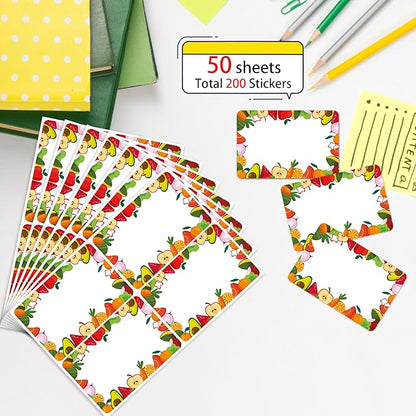 Wonmon 200 PCS Fruit Name Tags Stickers, Self Adhesive Cute Fruits Style Name - Image 3