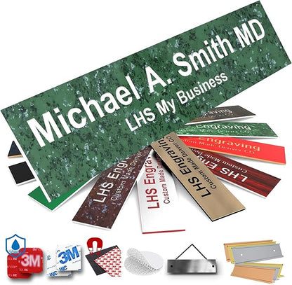 Engraved Name Plates for Door Sign Personalized Green Marble Plastic Plaque by LHS+My+Business