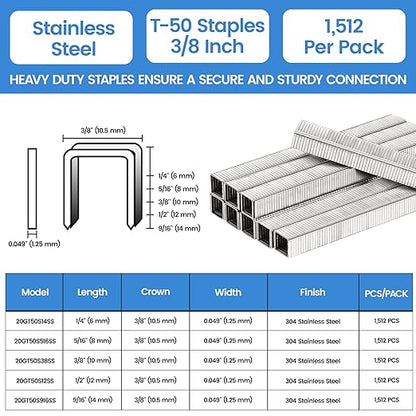 meite T-50 Staple Gun Staples Marine, 3/8 Inch 304 Stainless Steel T-50 Staples - Image 2