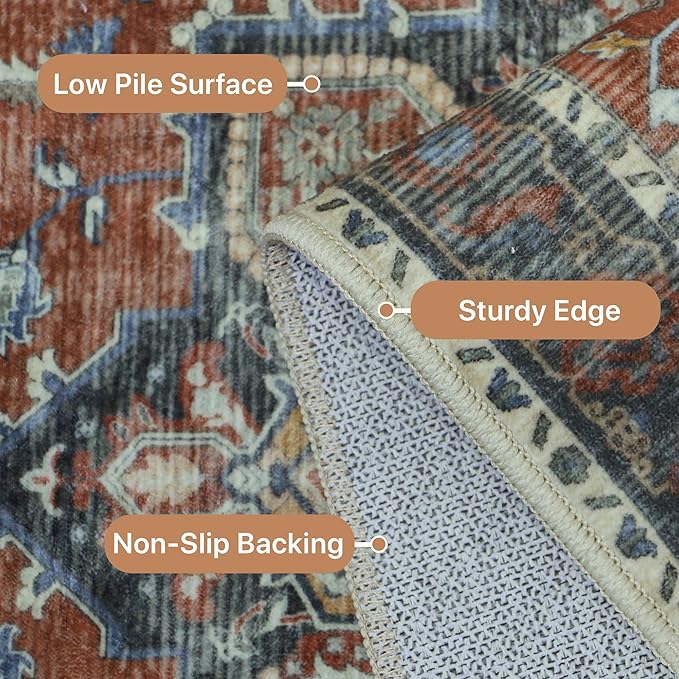 GENIMO 2x10 Runner Rugs for Hallway, Machine Washable Non Slip Vintage Rugs - Image 5