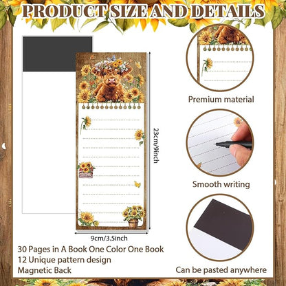 Eaasty 12 Pcs Highland Cattle Magnetic Notepads - Image 2