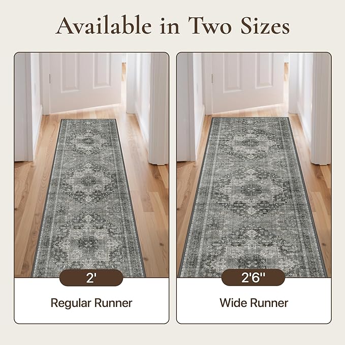 GENIMO 2'6"x10 Runner Rugs for Hallway, Machine Washable Non Slip Vintage Rugs - Image 3