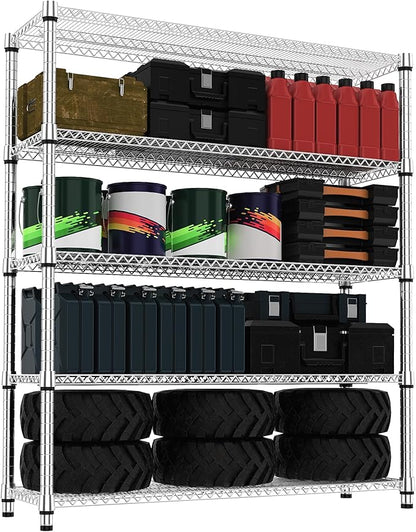 M MZG 5 Tiers Shelf 3300 lbs Steel Storage Shelving Utility Shelving Unit Steel by MEIGAOPLASTICANDMETALHKCOLIMITED