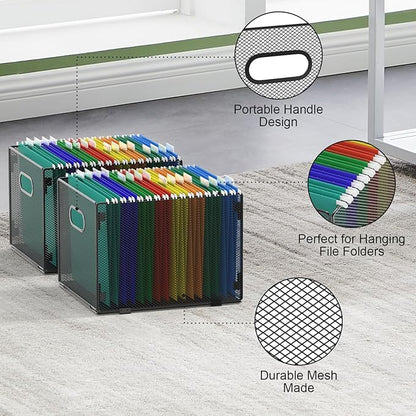 samstar 2 Pack Hanging File Organizer, Mesh File Folder Box Filing Box File - Image 4