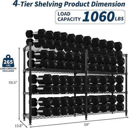 MilleLoom 4-Tier Metal Shelving Unit, Heavy Duty Storage Shelves Adjustable - Image 3